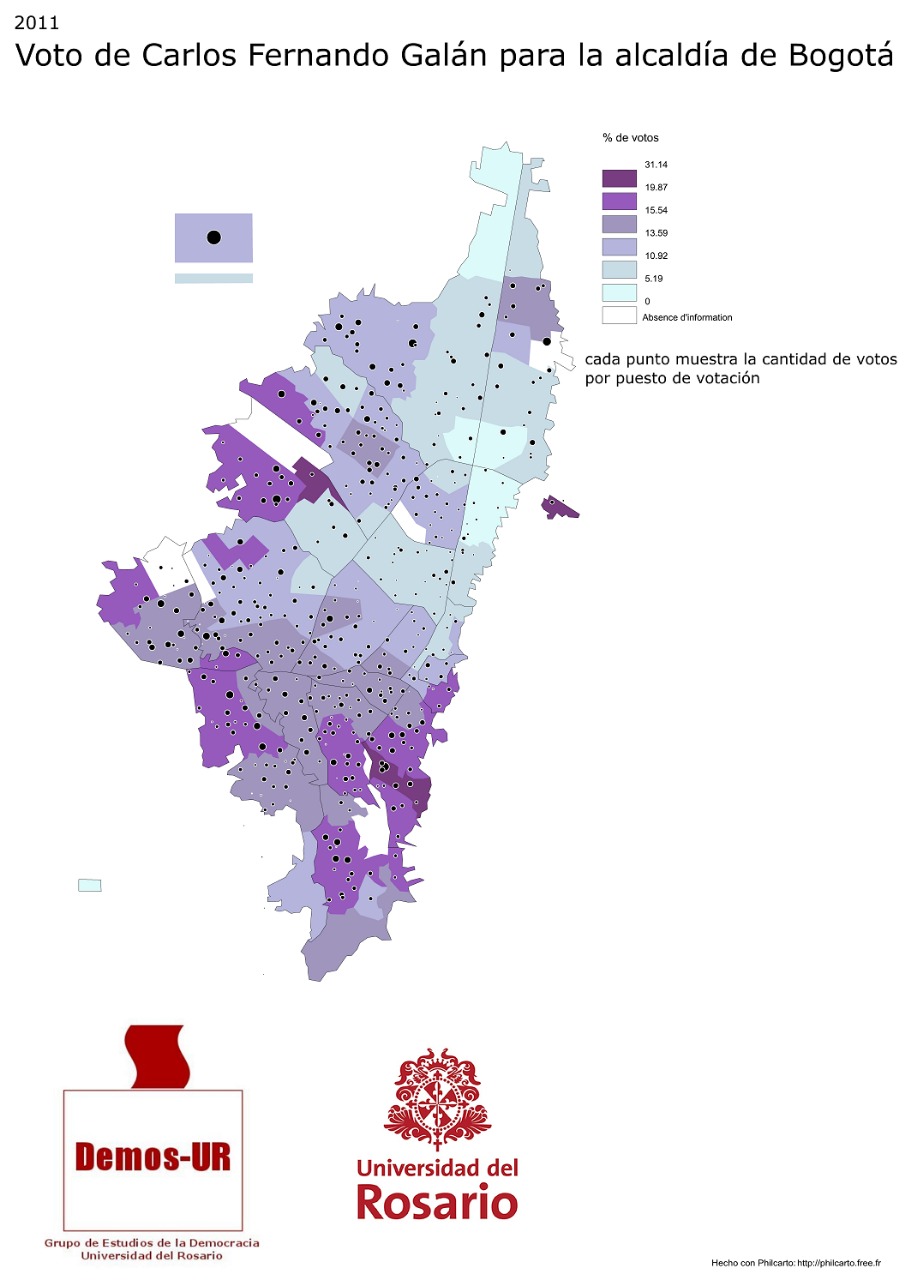 Mapa de los votos de Galán en 2011 - Yann Basset