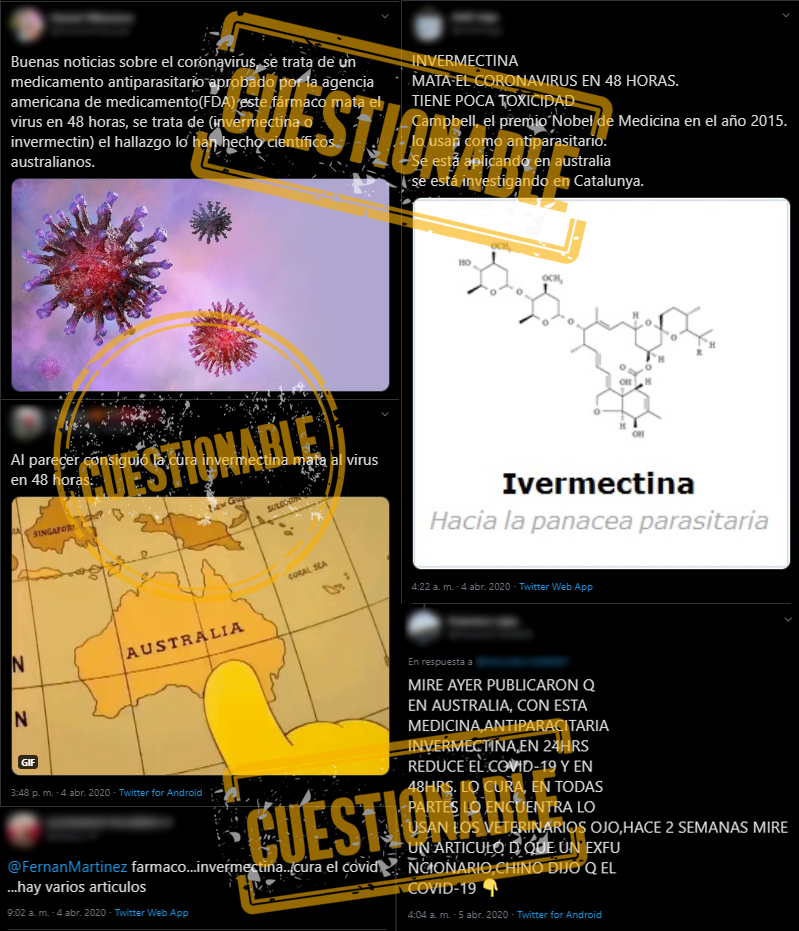Varios trinos dicen que la ivermectina mata el coronavirus de la covid-19