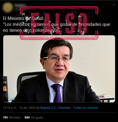 Trino con supuesta frase del ministro de Salud, Fernando Ruiz, sobre médicos