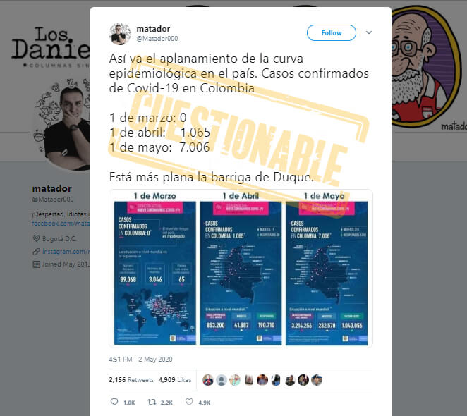 Trino de Matador sobre aplanamiento de la curva de COVID-19 en Colombia