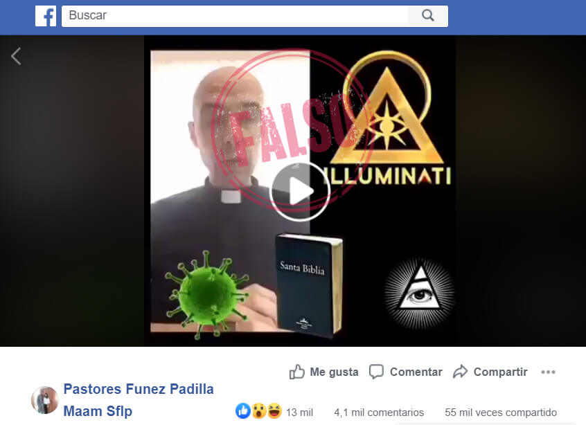 Publicación en Facebook con el video de Jorge Sonnante contra el Papa