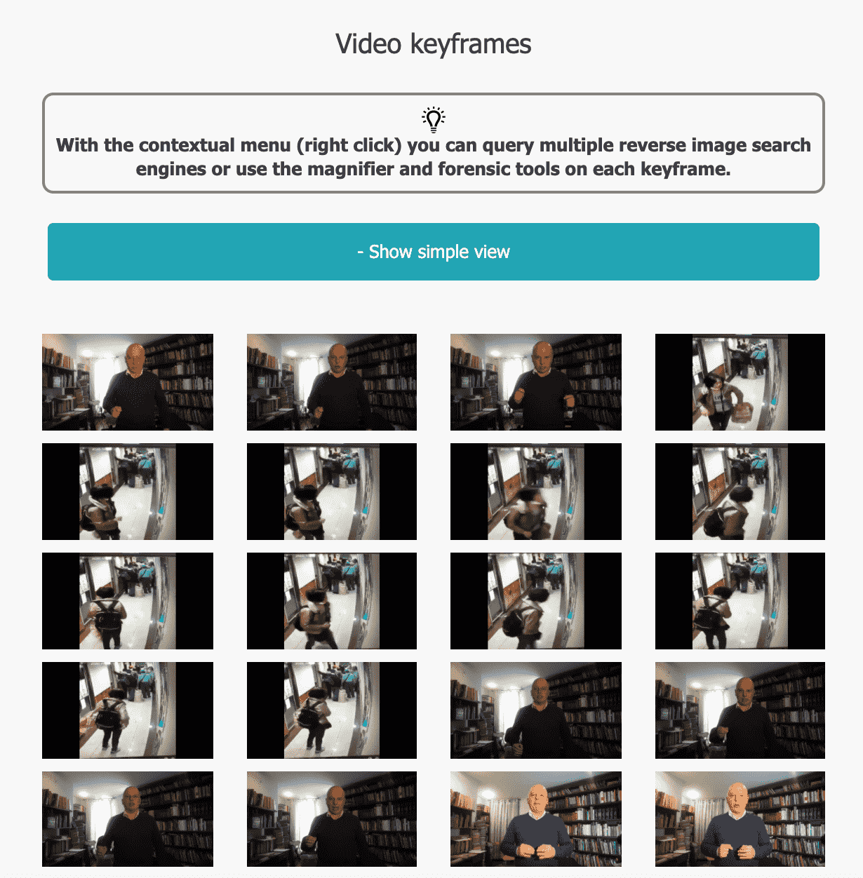 Foto de los keyframes en InVID