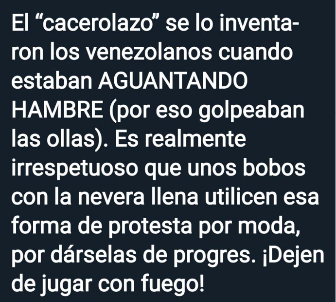 Imagen de Facebook que dice que los cacerolazos se los inventaron en Venezuela