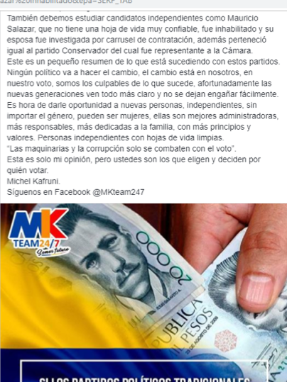 Michel Kafruni en Facebook sobre Mauricio Salazar