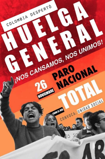 Convocatoria a la huelga nacional Colombia