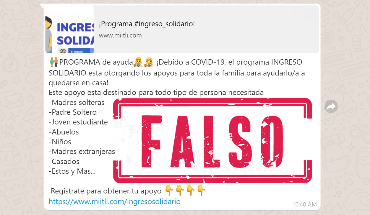 Cuidado, esta cadena de WhatsApp es en realidad una estafa ColombiaCheck