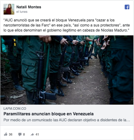 post de Facebook de LaFM