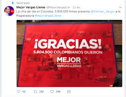 En redes la campaña de Vargas Lleras sigue celebrando el número erróneo de firmas