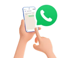 Ilustración: unas manos sostienen un celular con un chat de WhatsApp